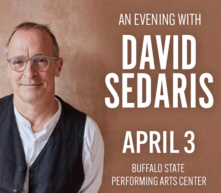 Graphic promoting David Sedaris