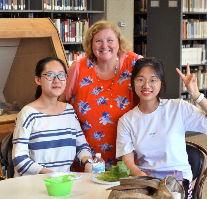 International Students in the library