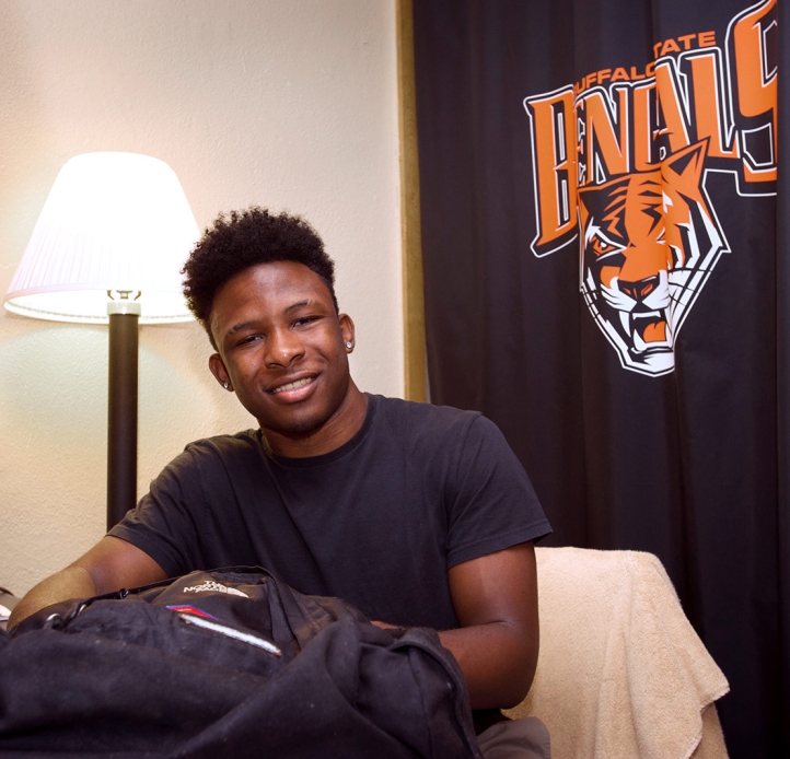 Student in new dorm room